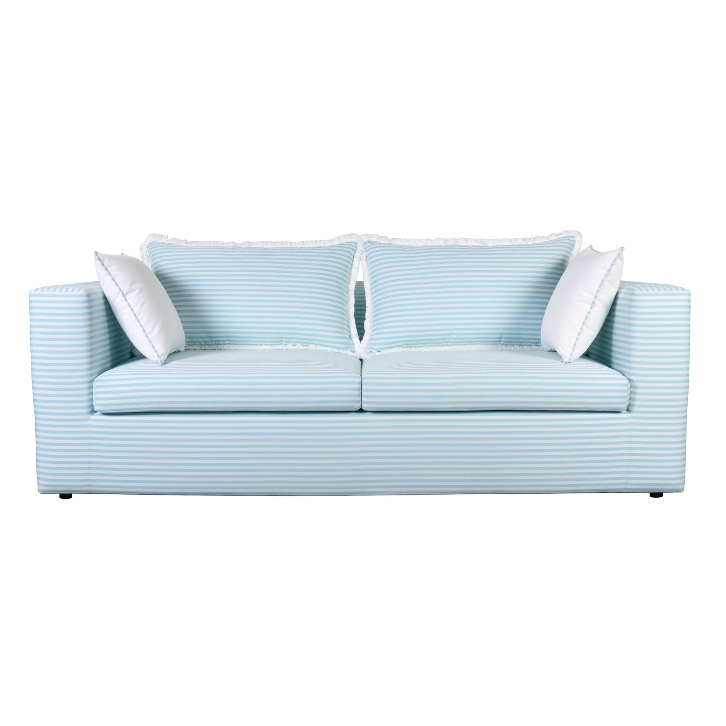 Salty Blue Striped Outdoor Sofa