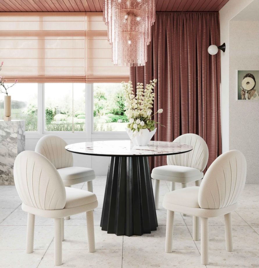 Jimena Marble Ceramic 47" Round Dining Table