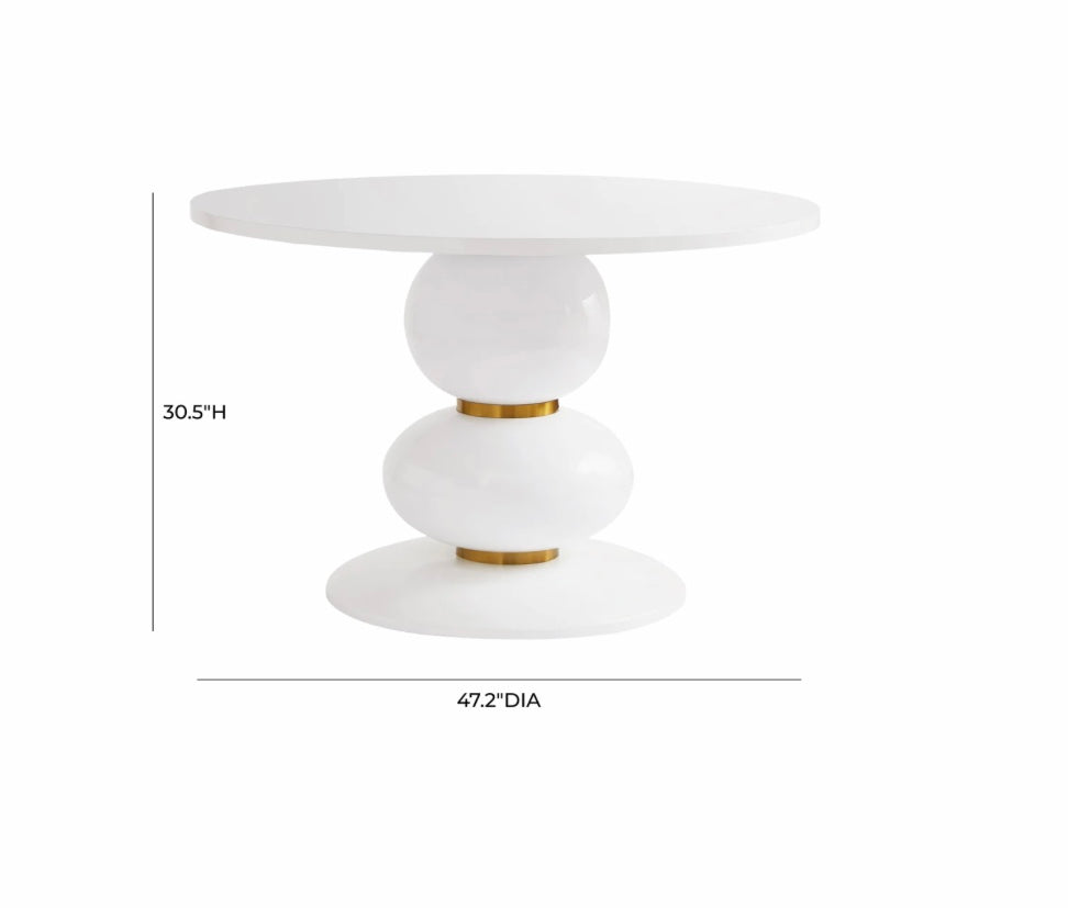 Arianna White 
Lacquer Round Dining Table