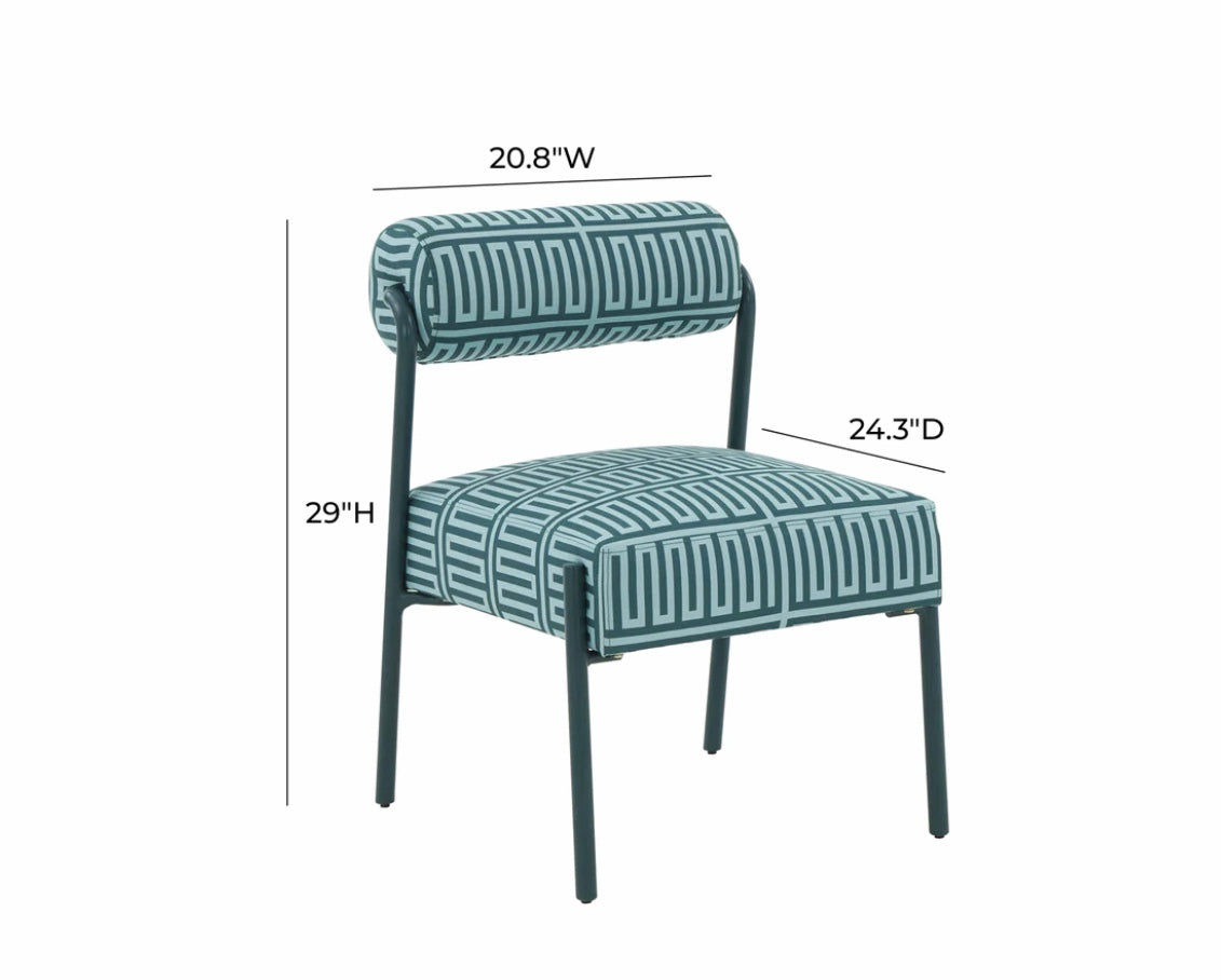 Jolene Green Patterned Velvet Dining Chair - Set Of 2