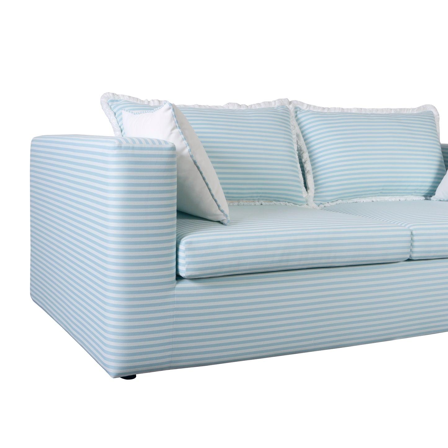 Salty Blue Striped Outdoor Sofa