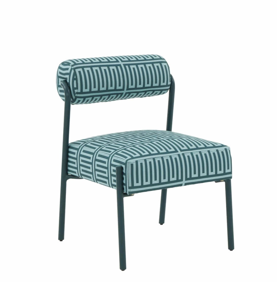 Jolene Green Patterned Velvet Dining Chair - Set Of 2