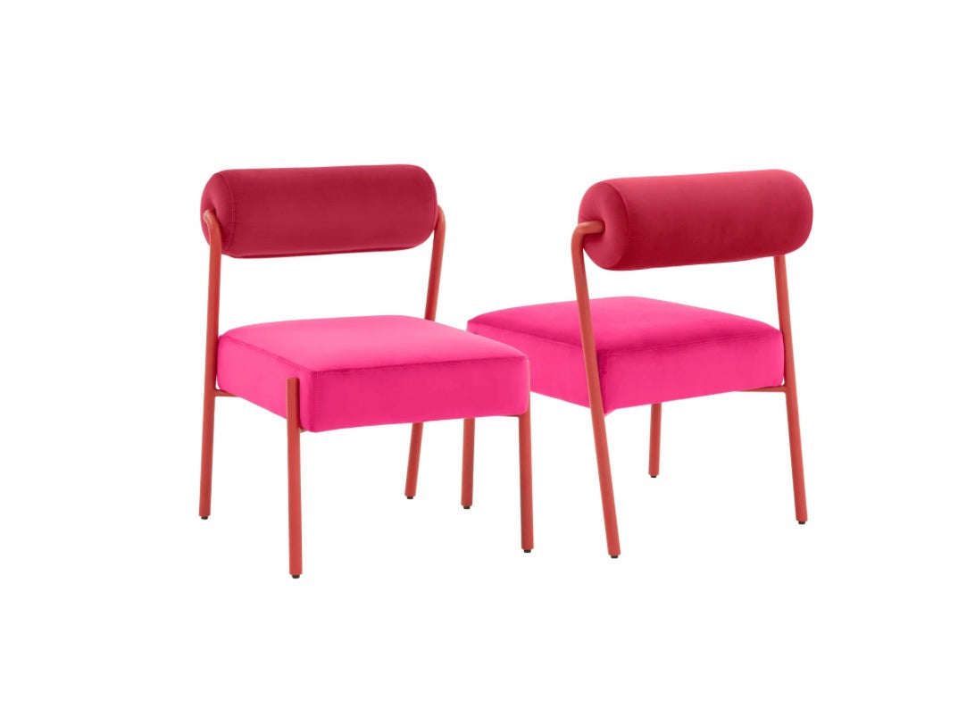 Jolene Hot Pink Velvet Dining Chair - Set Of 2