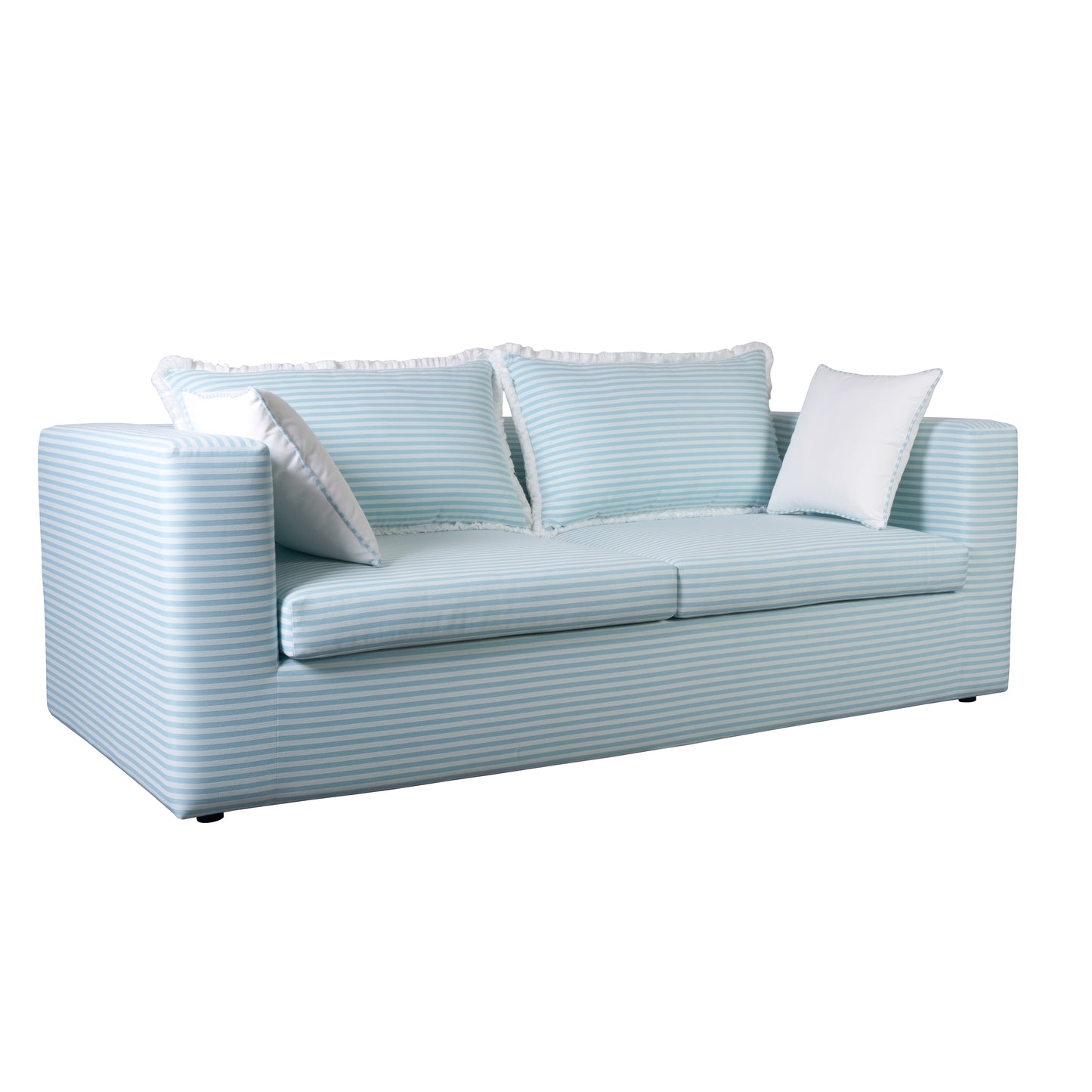 Salty Blue Striped Outdoor Sofa