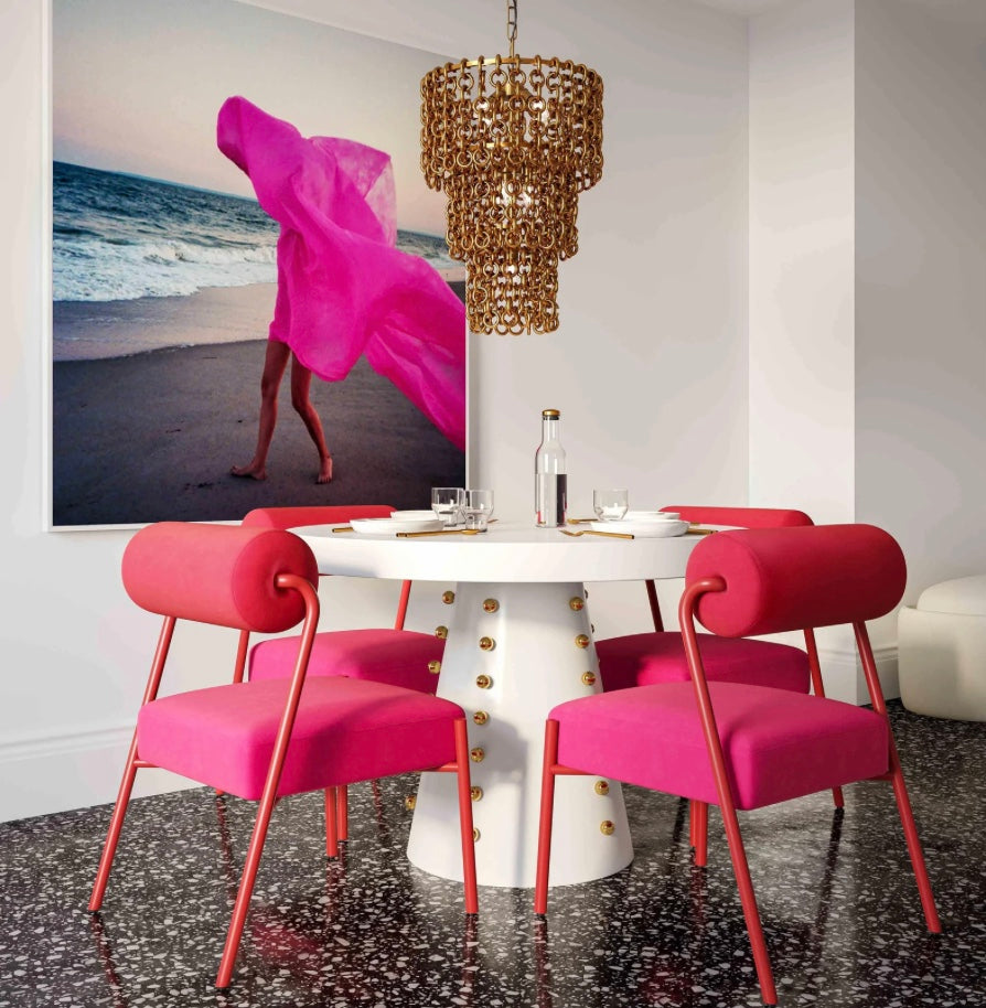 Jolene Hot Pink Velvet Dining Chair - Set Of 2