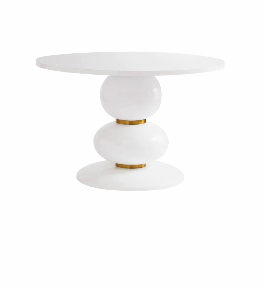 Arianna White 
Lacquer Round Dining Table