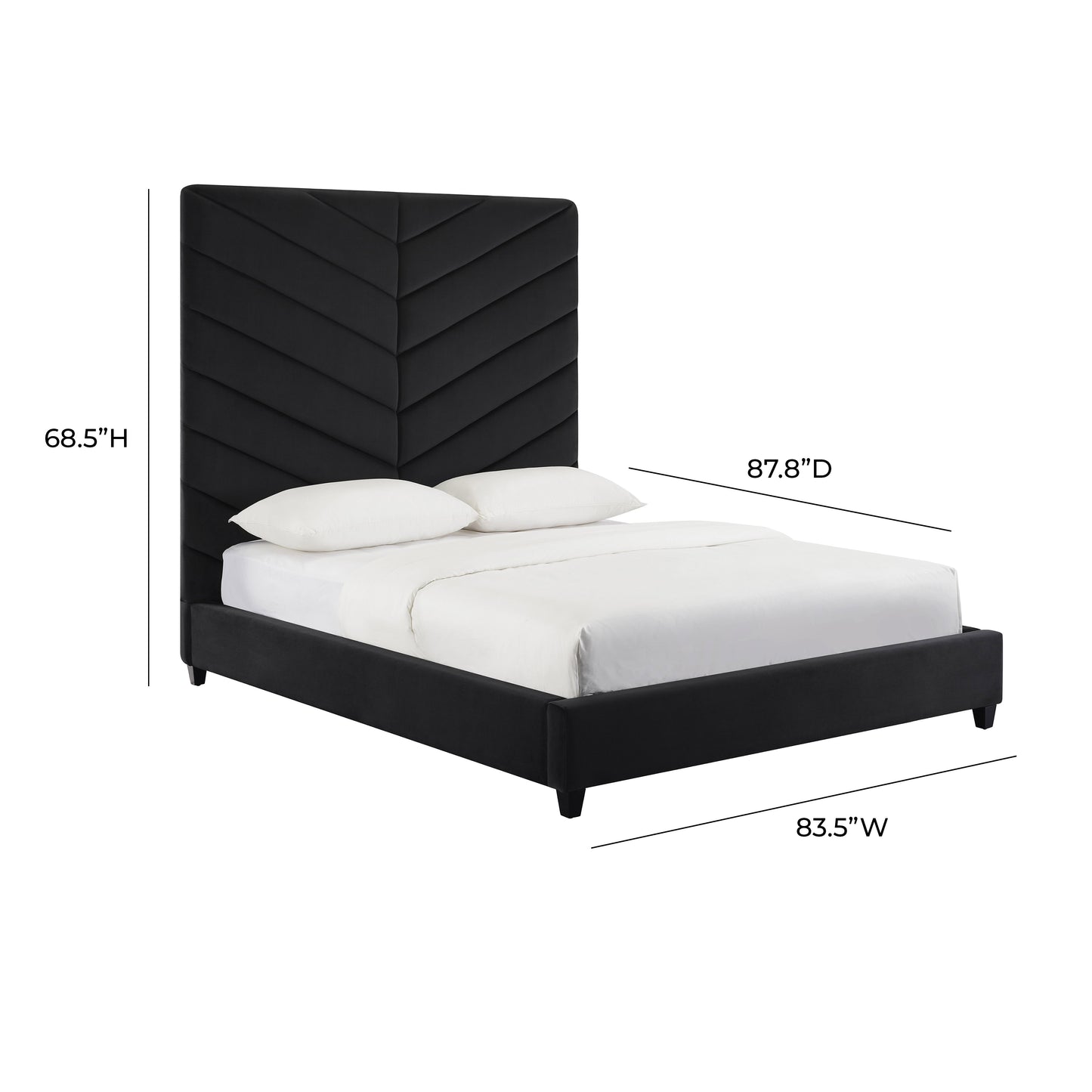 Javan Black Velvet Bed in King