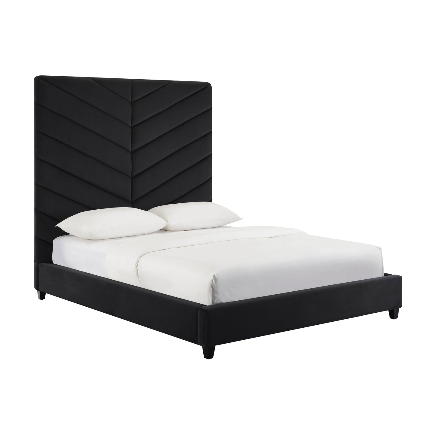 Javan Black Velvet Bed in King