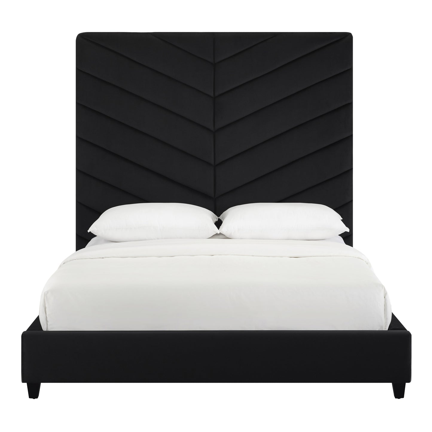 Javan Black Velvet Bed in King