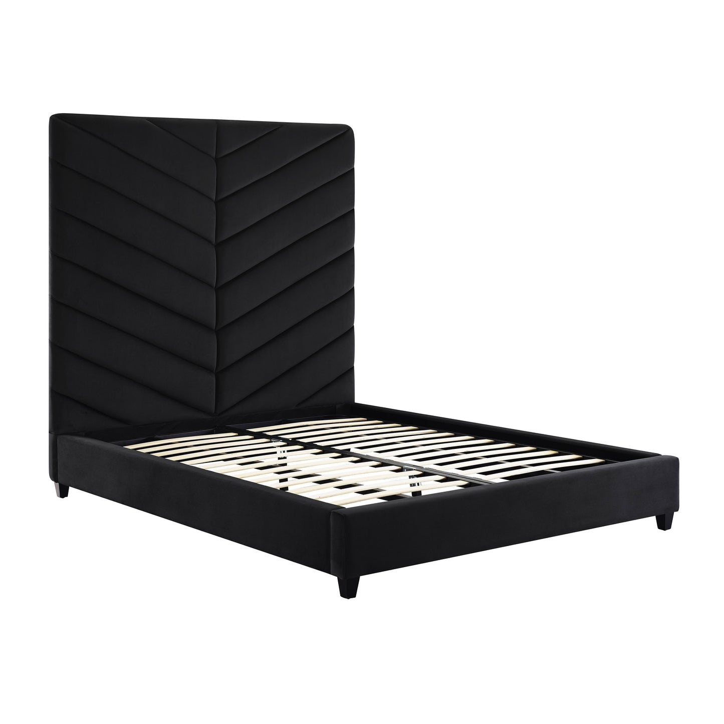 Javan Black Velvet Bed in King