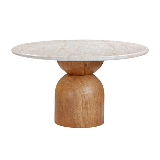 Cynthia Travertine Concrete Indoor / Outdoor 54" Round Dining Table