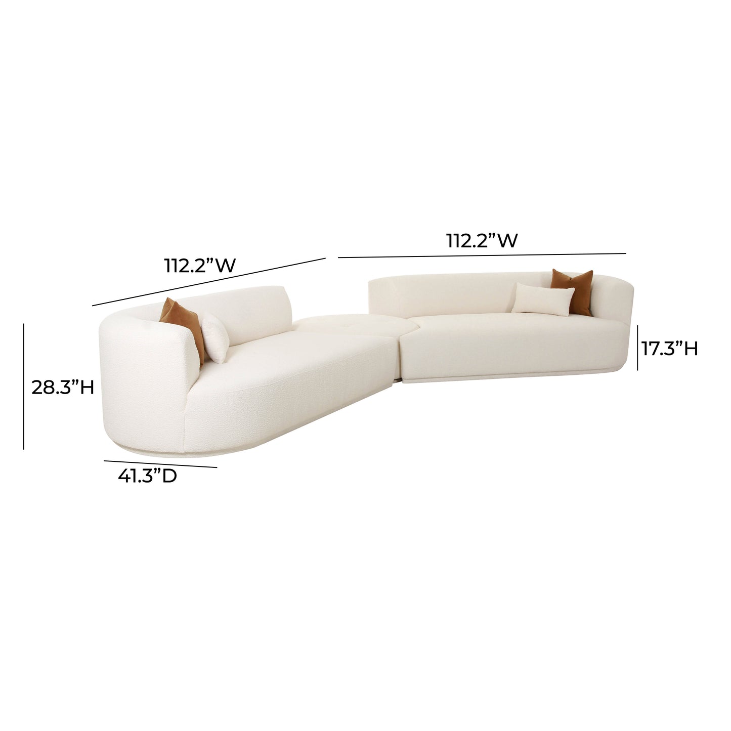 Fickle Cream Boucle 3-Piece Modular Sectional