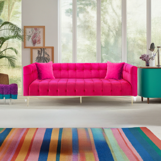 Bea Hot Pink Velvet Sofa